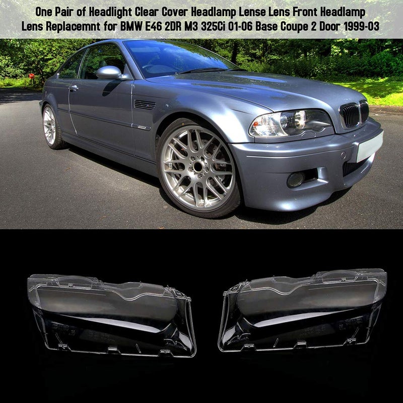 Carrfan Headlight Lens Cover, 1 Pair Left and Right Side Car Headlight Headlamp Lense Clear Lens Cover Replacemnt for BMW E46 2DR M3 325Ci 01-06 Base Coupe 2 Door 1999-2003 - Image 3